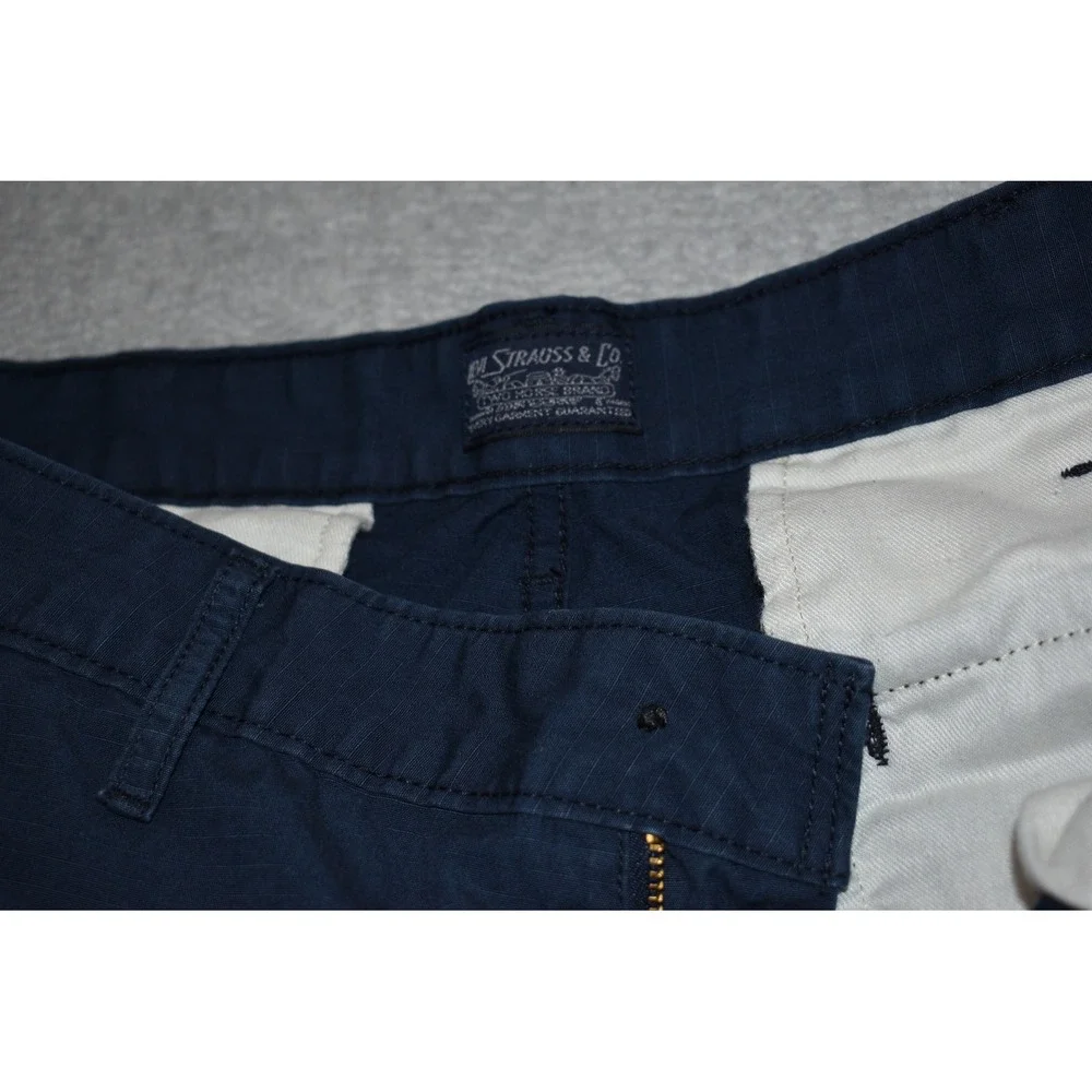 Levi's Strauss & Co Cargo Shorts Mens 36 Blue Ripstop Cotton Multi Pocket **